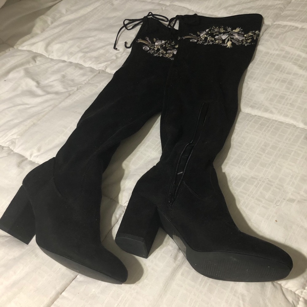 JustFab Black Over the Knee Boots